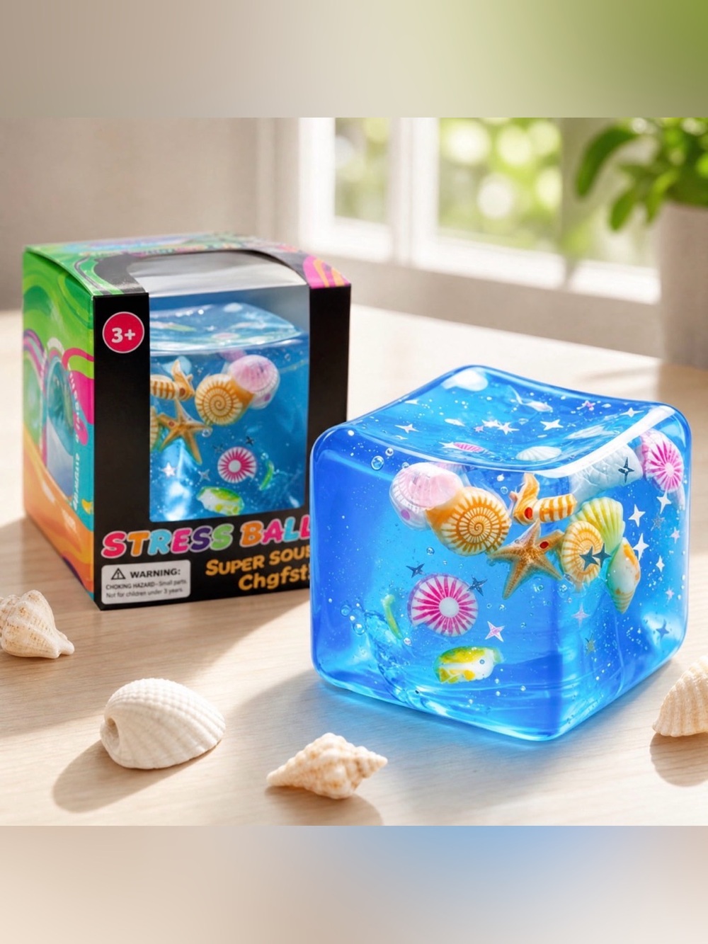 Blue Ocean Sea Creature Stress Ball Ice Cube Squishy Fidget Toy